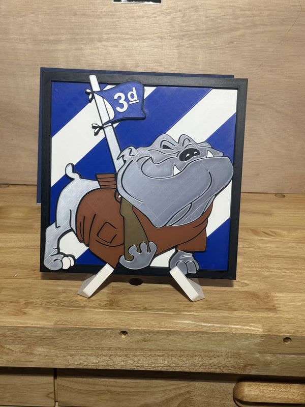 3D Bulldog unit plaque display - custom military gift by Three Delta Actual