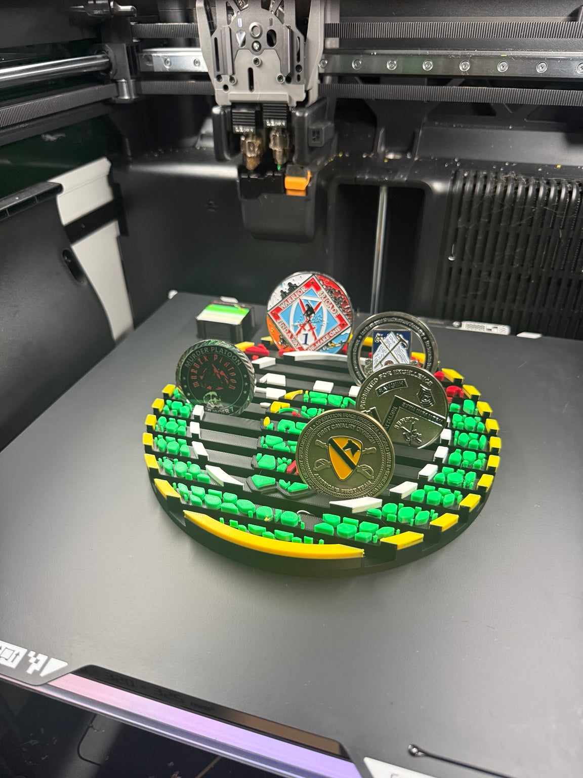 Custom circular Army challenge coin holder with military unit design